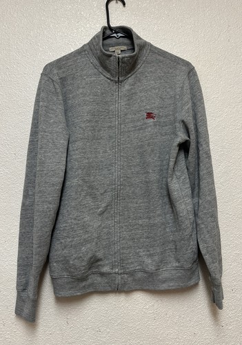 Burberry Brit Men's Full Zip Fleece Sweat Jacket Gray Check
