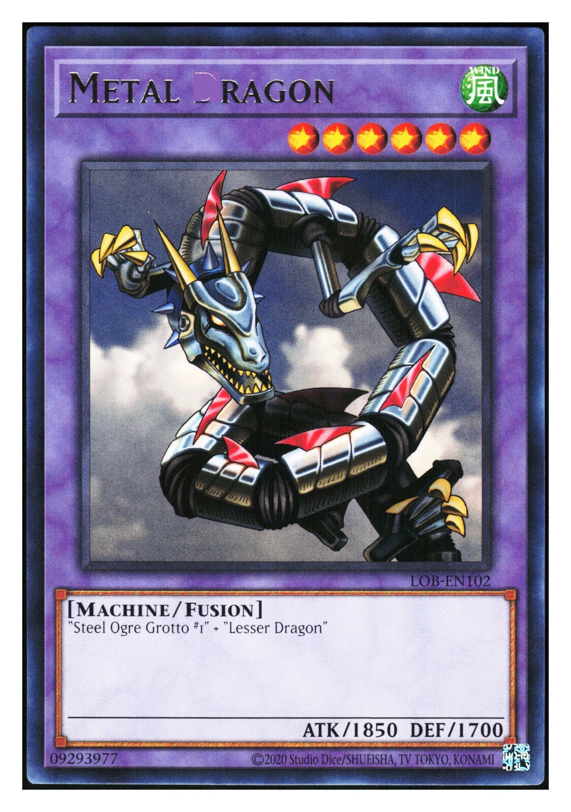 YuGiOh Legend of Blue Eyes White Dragon Metal Dragon LOB-EN102