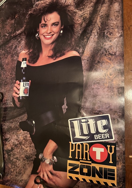 Retro 80s Miller Lite Beer Bottle Party Zone Girl Model Black