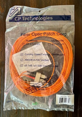 CP Technologies GS-LCSC-10 Fiber Optic Patch Cord Multimode 62.5/125 um Free S&H