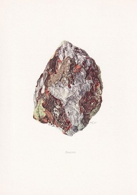 1968 ZINCITE Print - Mineral Wall Art Gift - 7.5 x 10.6 Inches