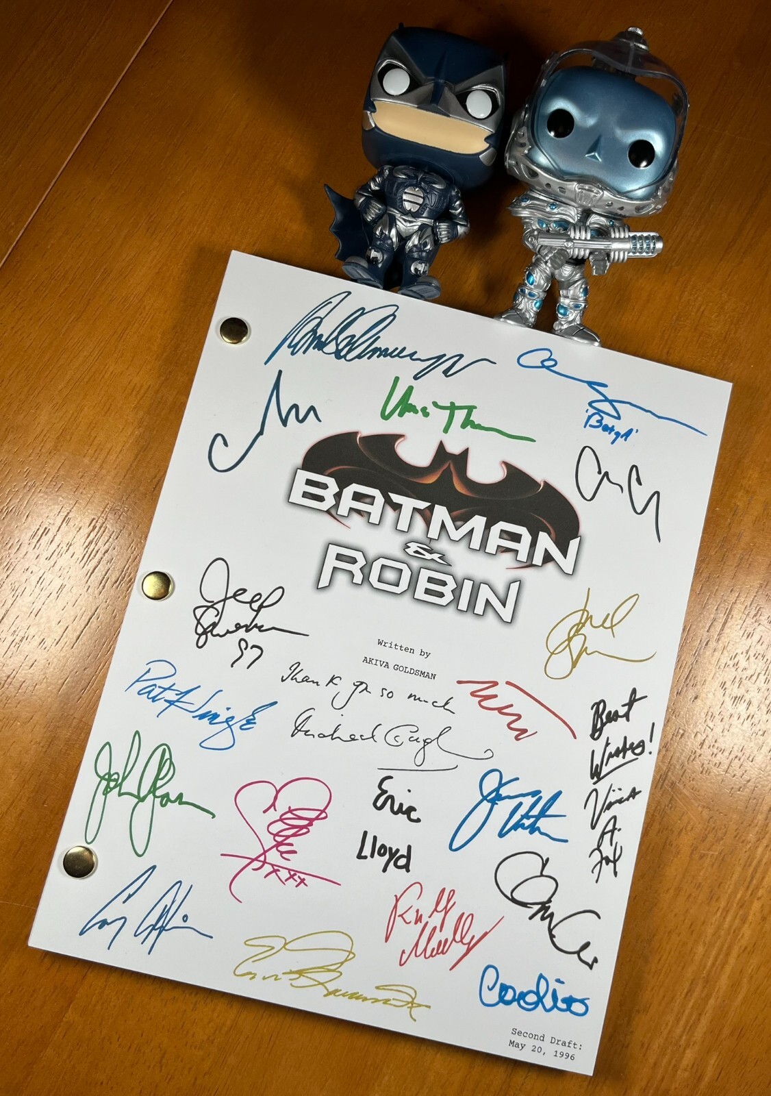 Batman & Robin Script Signed- Autograph Reprints- Arnold