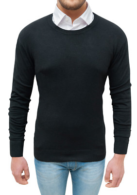 Maglione pullover uomo Diamond Class invernale nero girocollo golf da S a XXL
