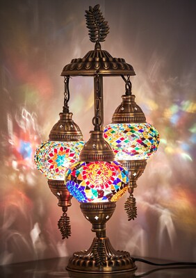 3 Globes Turkish Moroccan Mosaic Bohemian Boho Colorful Table