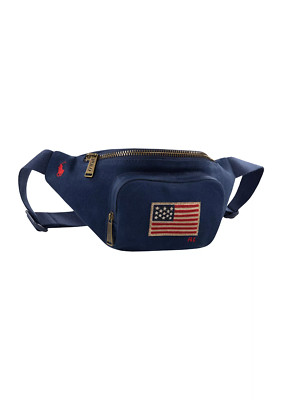 Polo Ralph Lauren American Flag Crossbody Waist Pouch Bum Bag | Navy Blue | OS