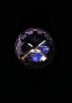 Pre-owned Casio Edifice Sospensione Nighttime Drive Mobile Link Ecb-2000np-1a Mens Watch