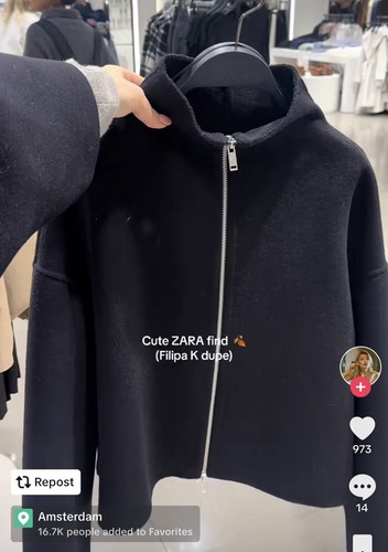 ZARA FILIPA K DUPE DOUBLE FACE WOOL BLEND BLACK ZIP CLOSURE