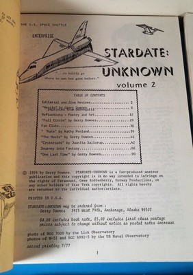 Stardate Unknown Star Trek Fanzine  Issue   #1 - #5