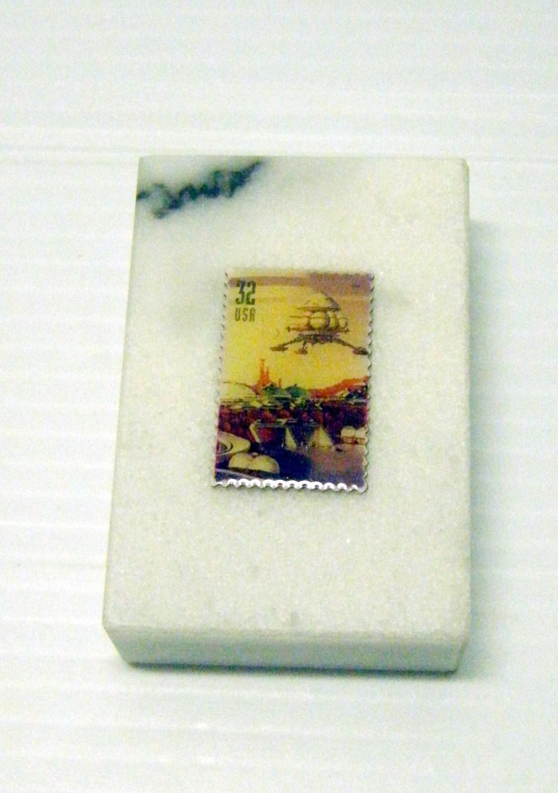 US Postal Collectible Anniv. Pin & Stamp On Marble