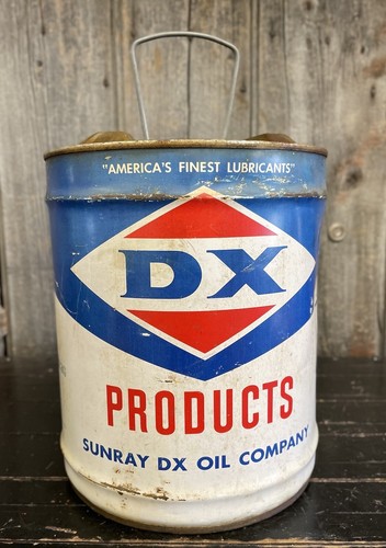 Vintage 5 Gal Sunray DX Oil Products Motor Oil Tin Can Gas
