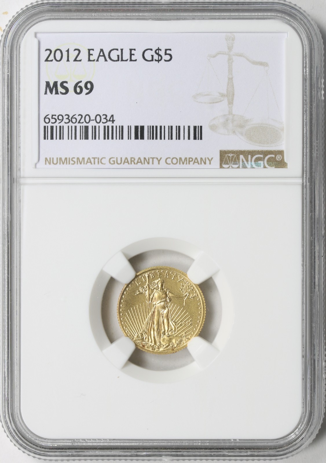 2012 $5 American Gold Eagle 1/10 oz Gold NGC MS69 AGE