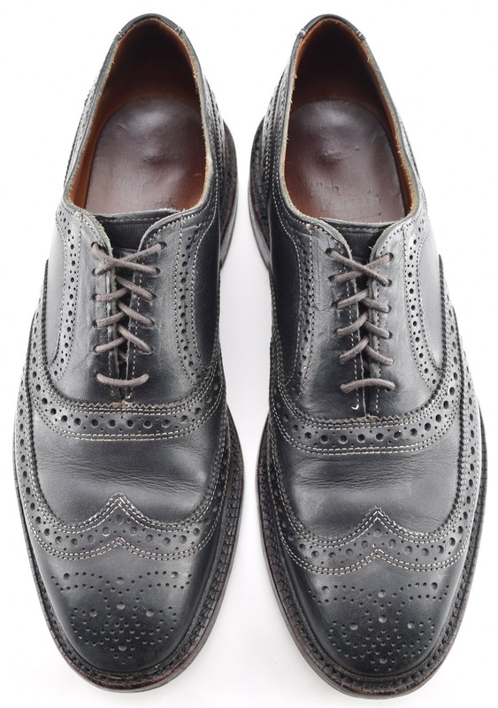 ALLEN EDMONDS 10D MCTAVISH BLACK LEATHER WINGTIP DRESS SHOES  display picture 3
