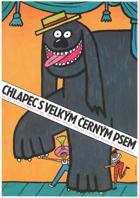 DER JUNGE MIT DEM GROßEN SCHWARZEN HUND Original Artistic Czech A3 Movie Poster