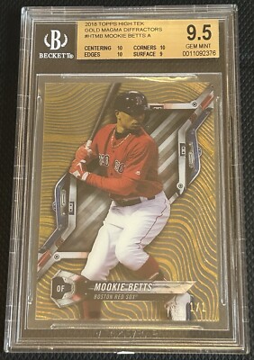 2018 Topps High Tek Mookie Betts Gold Magma  Diffractors 1/1 Beckett 9.5
