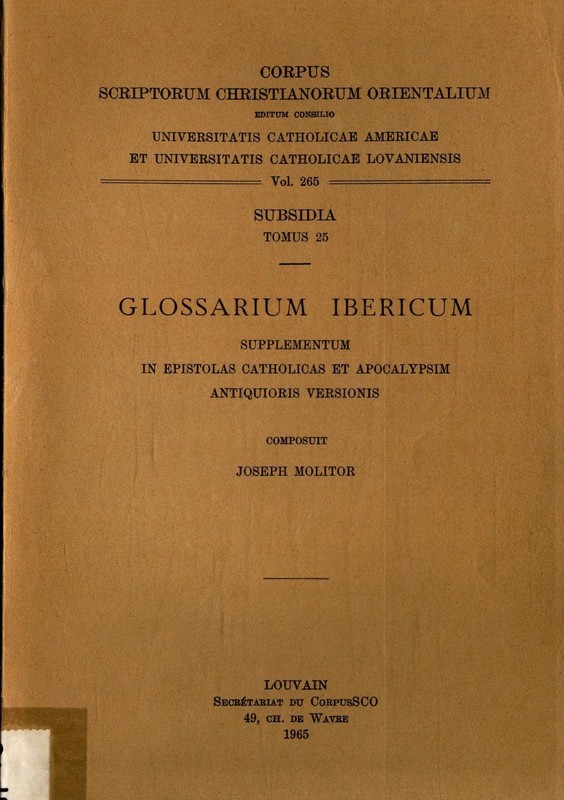Glossarium Ibericorum: Supplementum In Epistolas Catholicas Et Apocalypsim Antiq