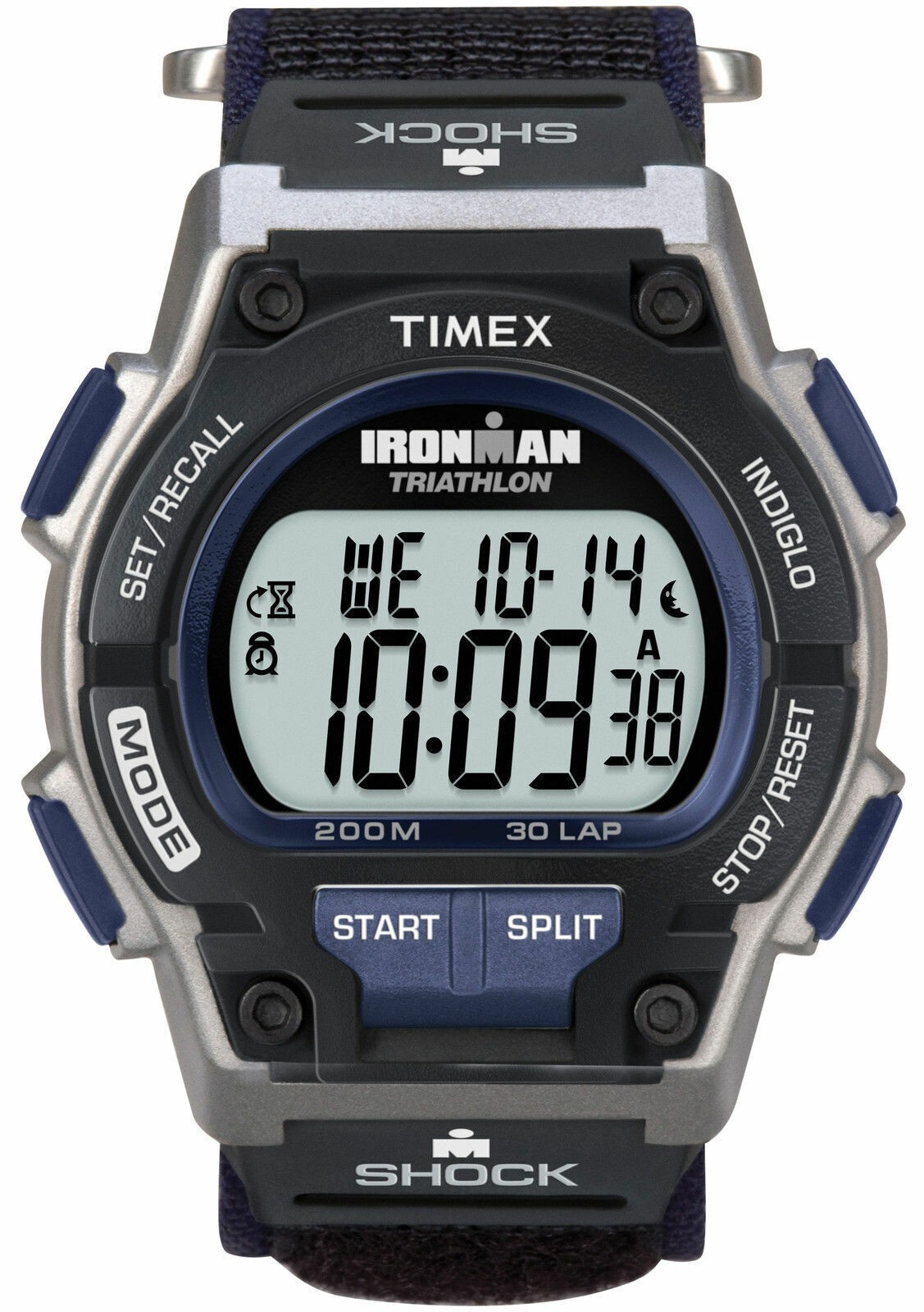 Timex T5K198 Men's Ironman Triathlon Black/Blue Nylon Strap