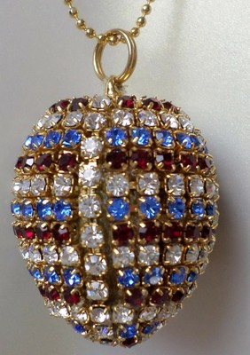 Vintage Colorful Swarovski Crystal Egg Pendant Hand Made Chain Necklace 22