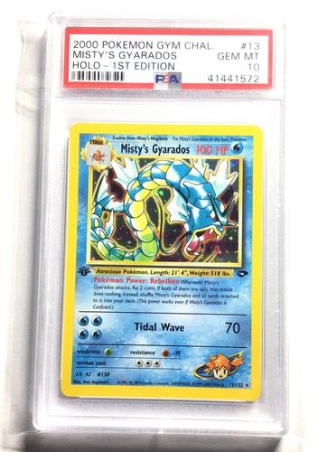 PSA 10 GEM MINT Misty's Gyarados 13/132 1ST EDITION Gym HOLO