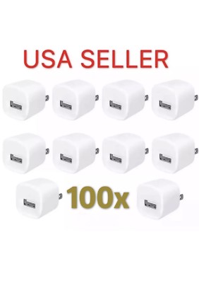 100x White 1A USB Power Adapter AC Home Wall Charger US Plug FOR iPhone 5 5S 6 7