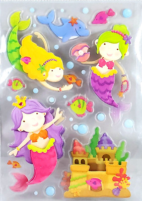 Mermaids Under The Sea Bubbles Clam Pearl LP 3D Stickers
