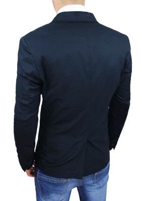 SARTORIALE JACKE HERREN SCHNEIDEREI CLASS 100% MADE IN ITALY DUNKELBLAU SLIM FIT BAUMWOLLE