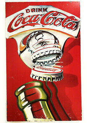VTG DRINK COCA COLA COKE ADVERTISING ART BILLBOARD POSTER BOTTLE OPENER POP ART