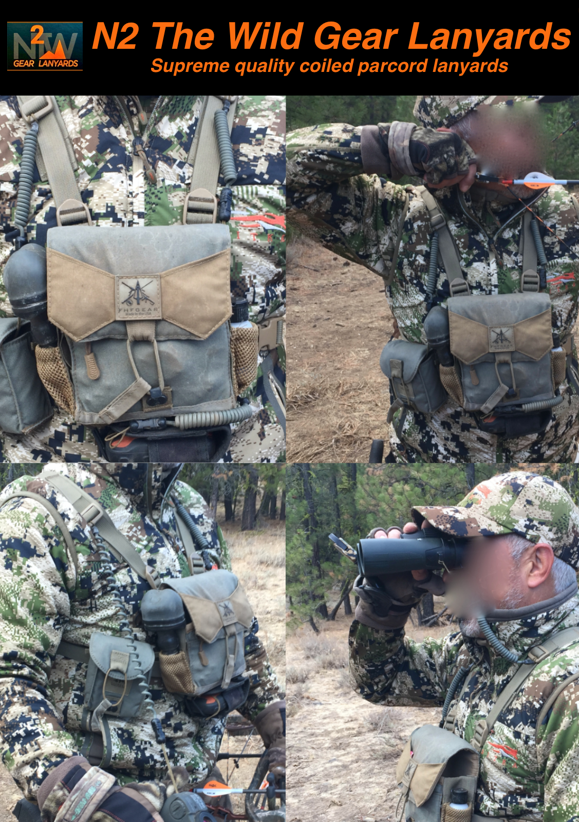 N2 The Wild Gear Lanyards Subalpine & Coyote Rangefinder Binocular GPS Lanyard