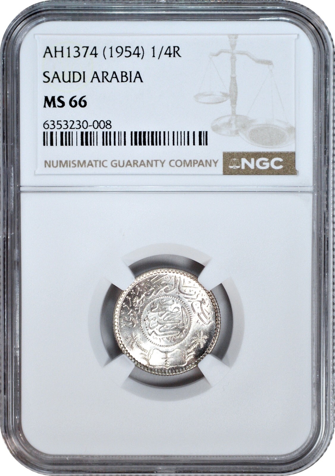 絶対的な信頼 AH1374 eBay | MS66 NGC Silver 1/4R Arabia Saudi (1954) コレクション