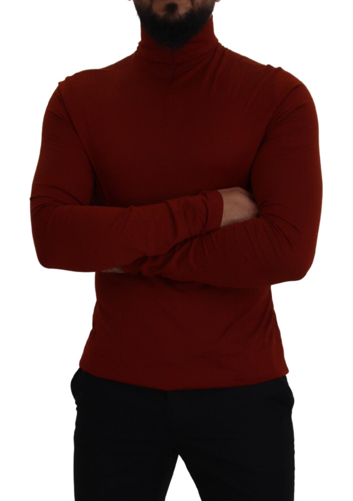Pre-owned Dolce & Gabbana Sweater Maroon Cotton Turtle Neck Zip It46 / Us36 / S Rrp $600 In Red