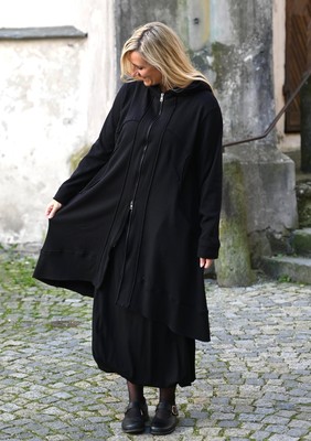 ELLI ELLI - LAGENLOOK SWEAT MANTEL GR 44 BIS 56 - SCHWARZ