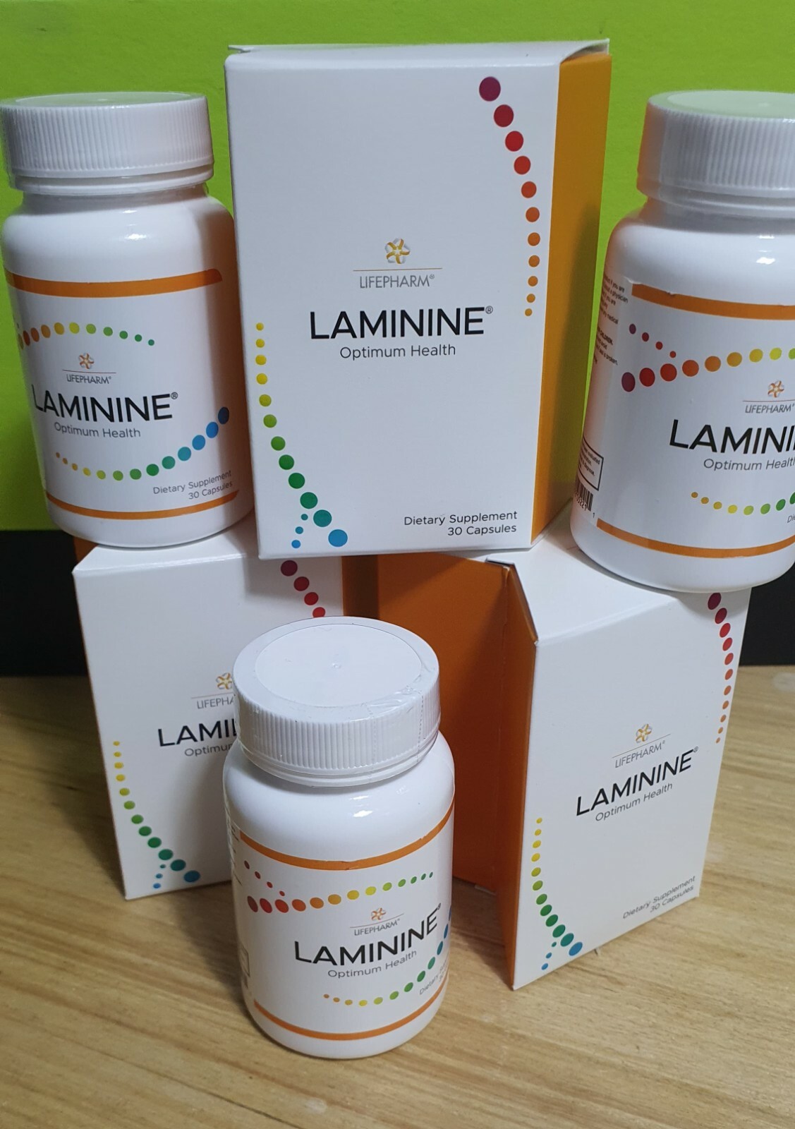 3 bottles LifePharm Laminine  x (30 caps.each bottle) -- Expiration /2026