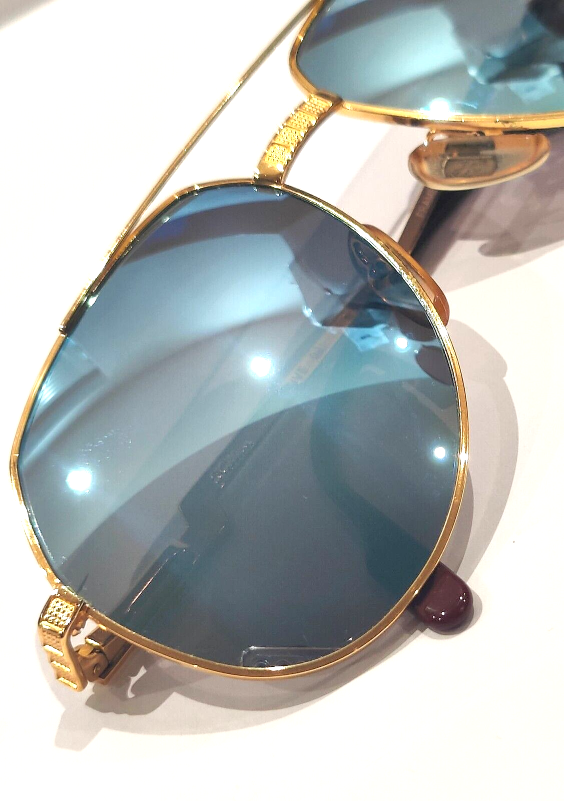 Pre-owned Hilton Exclusive Sunglasses 021 C1 24kt Gold Blue Mirror Lens Sonnenbrille 60