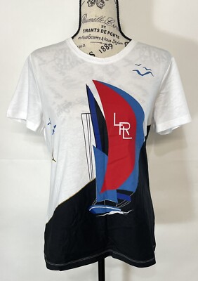 NWT Lauren Ralph Lauren Women's White Sailboat Yacht SS Crewneck T-Shirt Size L