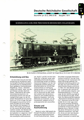 Baureihe: pr. ES 2, DRG E 00 - Datenblatt