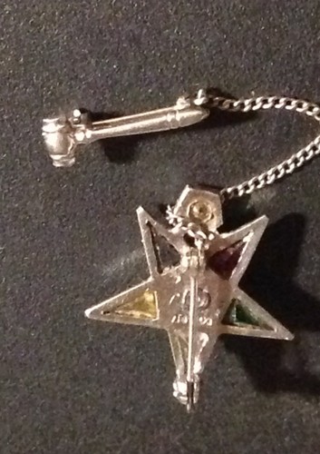 MINTY 14k WHITE GOLD EASTERN STAR PIN 3mm BRIGHT WHITE DIAMOND