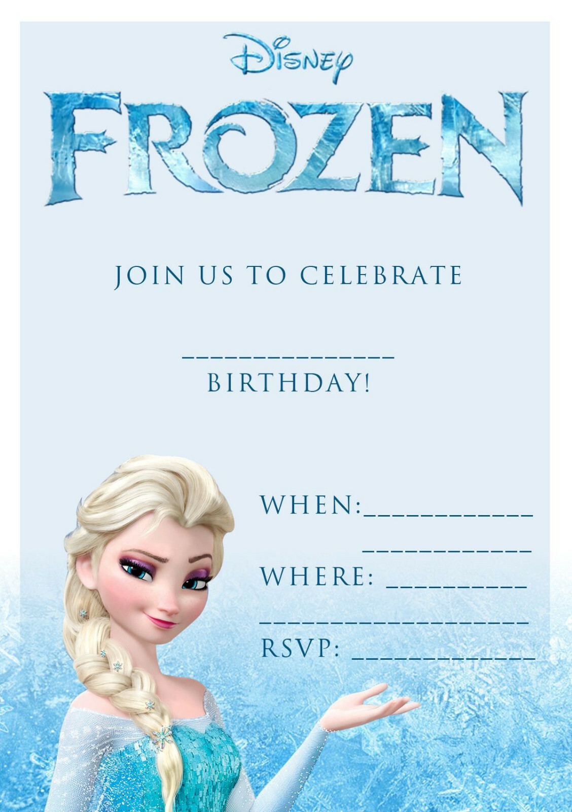 FROZEN Birthday Party Invitations Invites - Girl Children Kids - FREE POSTAGE | eBay for Frozen Birthday Invites Free Printable