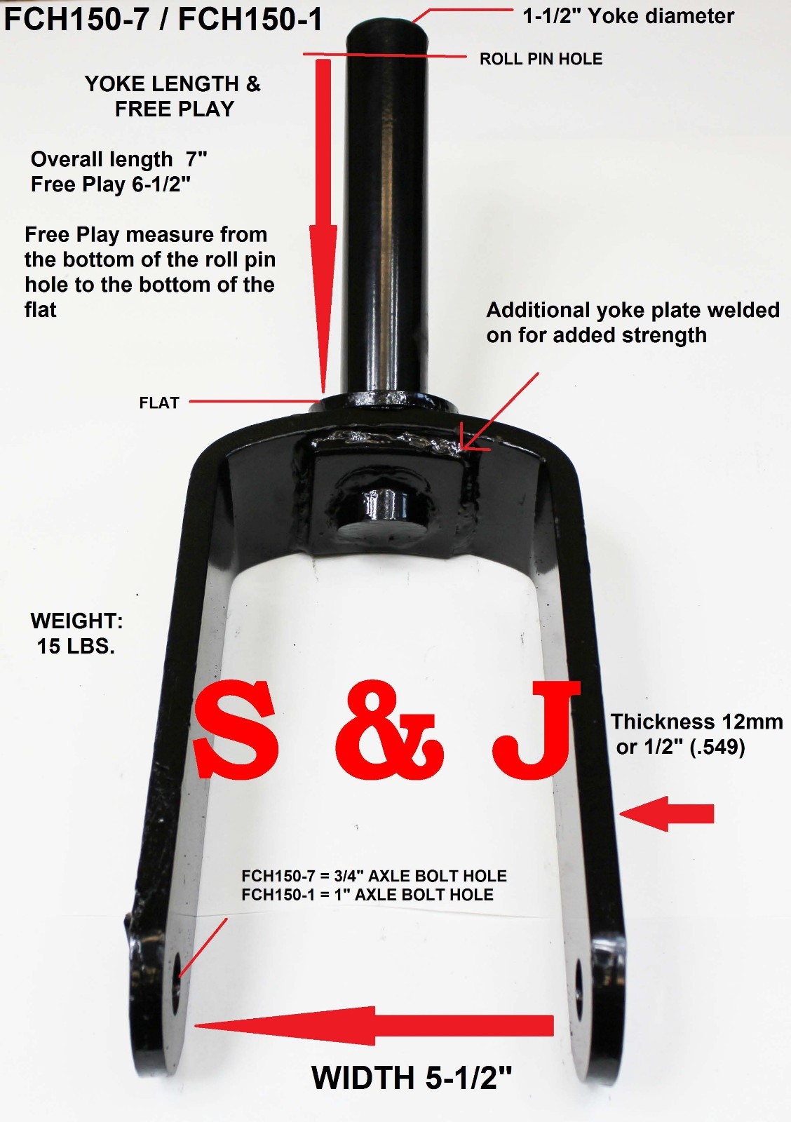 Tail Wheel Yoke Bush Hog 11/4" Shaft for 3/4" Axle Bolt Rotary Cutter NEW