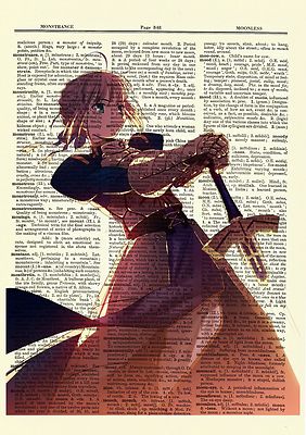 Saber Fate Stay Night Anime Dictionary Art Print Poster Picture Book Manga Japan
