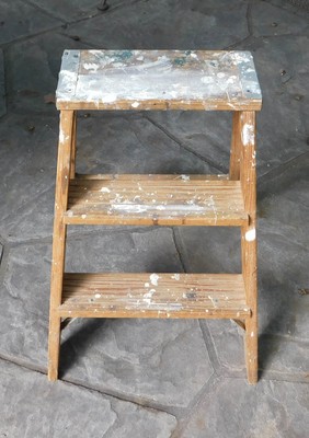 Vintage Wood Step Ladder Folding 23