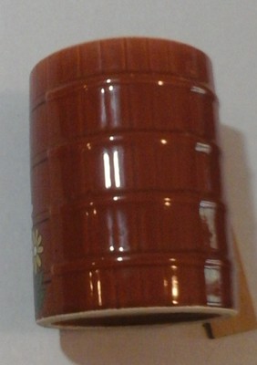 RAIN BARREL VASE Ceramic Blooms WATER BARREL Flower Vase PLANT Pot Planter JAPAN