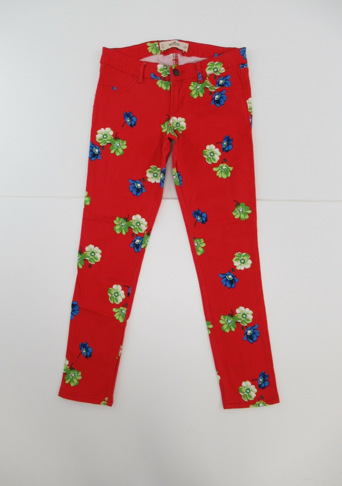 hollisterページ Hollister Women's Red Floral Skinny Pants Size 5 W27 #D344