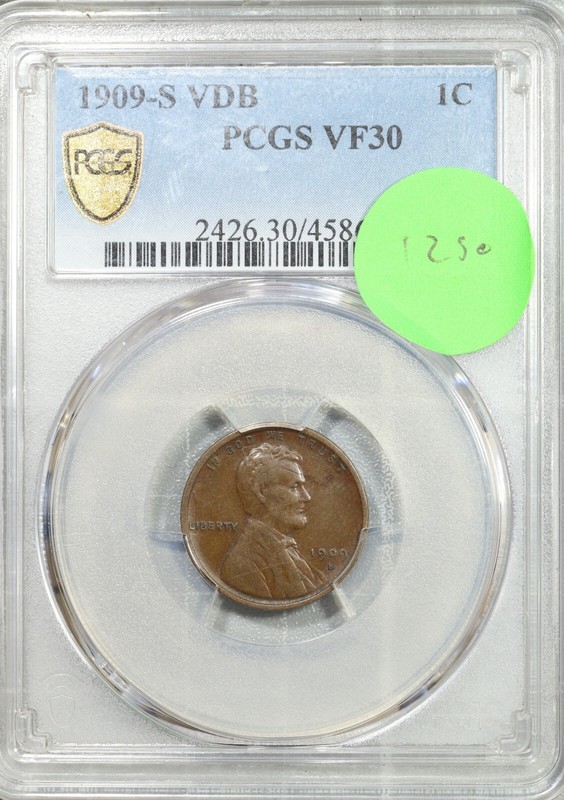 1909 S VDB Lincoln Wheat Cent PCGS VF 30 Very