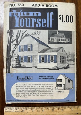 Vintage Easi-Bild patterns No 760 1951 Add A Room House architecture BIY