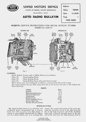 WONDER BAR SERVICE INSTRUCTIONS  DELCO RADIO SERIES TUNER  E2 F1 1953-1957 PDF