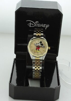 Disney Mickey Mouse  Classic Moving Hands Two-Tone Bracelet Watch with date