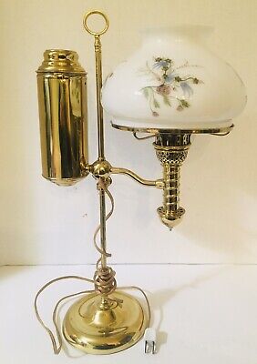 Antique Brass Student Oil Lamp Modified Wired Working