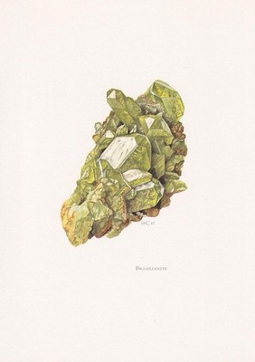 1968 BRAZILIANITE Print - Vintage Mineral Wall Art Gift - 7.5 x 10.6 Inches