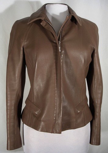 Vintage DONNA KARAN RED WINE BURGUNDY OXBLOOD MOTO LEATHER JACKET