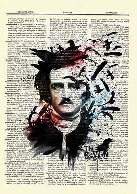 Edgar Allan Poe Dictionary Art Print Picture Portrait Story Print Book Author