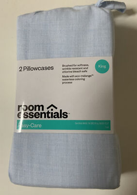   ROOM ESSENTIALS EASY CARE pillowcases set, KING SIZE, Light Blue 